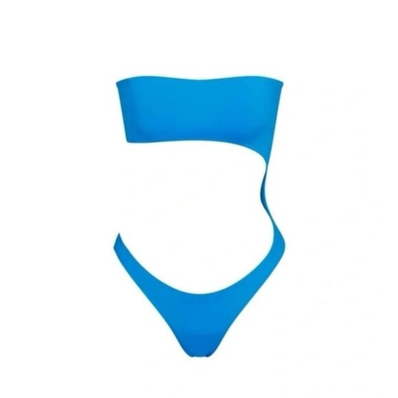 SKIMS Strapless Monokini Swimsuit Turquoise Blue  NWT - Picture 1 of 9